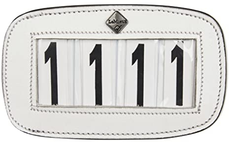 LeMieux Saddle Pad Number Holder in White with 4 Space - Durable Leather Material - Attaches Easily with a Strong Fixing Pin - One Size