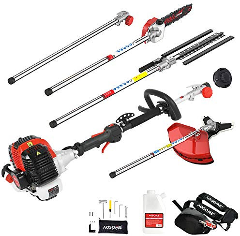 AOSOME M2600-3D Débroussailleuse Multifonction Thermique 4 en 1,Taille Haies, Tronconneuse, Rallonge - Débroussailleuse à Essence Professionnel Con Moteur 52cm³,2.2kw,3CV,2 Temps