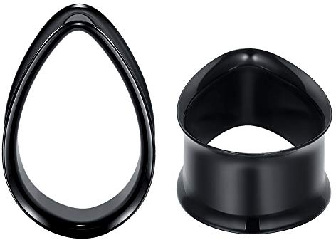 COOEAR Messgeräte Ohren Stecker und Tunnel Doppelte ausgestellte Ohrringe Upgrade Tear Drop Piercing 1 Paar Geschenkverpackungstragen 8mm bis 25mm.