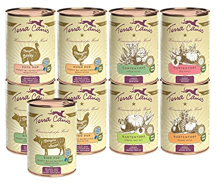 Terra Canis Pacchetto di conoscenza L – 4 x 400 g pentola da giardino & 5 x 400 g Metzgers Migliore cibo per cani di alta qualità in 100% per alimenti di tutte le materie prime