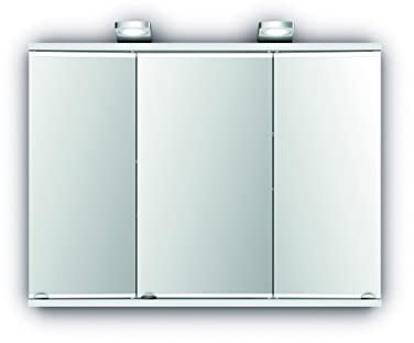 Jokey Spiegelschrank Lena 80 cm breit, Badezimmer Spiegelschrank aus MDF, mit LED-Aufbauleuchten und Steckdose | Weiß