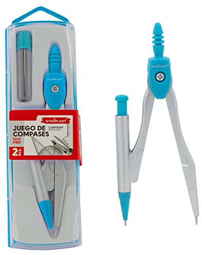 Set composto da porta-mine STARPLAST - 4 colori, include 1 tubo con mina, scatola protettiva, per ufficio o uso scolastico - blu