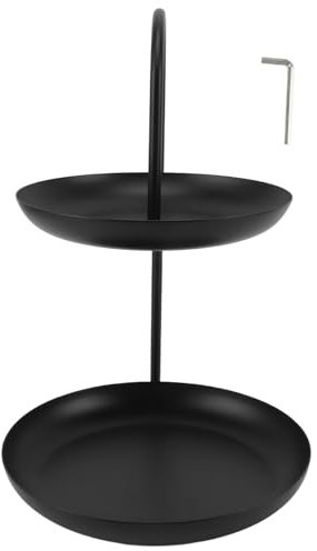 Alzata Per Cupcake, Piatto da Frutta a 2 Livelli, Vassoio da Portata Rotondo in Metallo, Vassoio Pasquale a Livelli, Vassoio Per Biscotti, Torre Per Cupcake Per Feste(Nero)