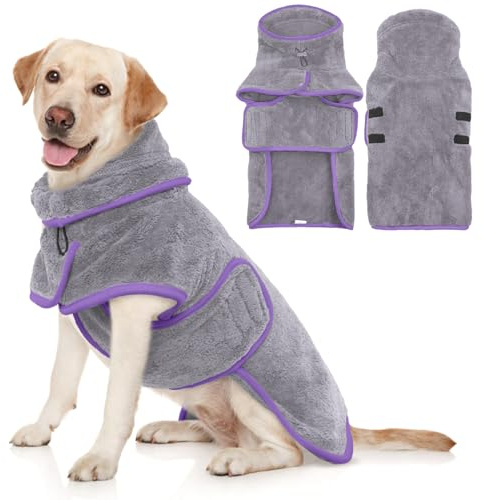 Hjyokuso Peignoir Chien Super Absorbant, Serviette Séchage Rapide en Microfibre pour Gros Chien, Après Baignade, Bain Ou La Pluie - L