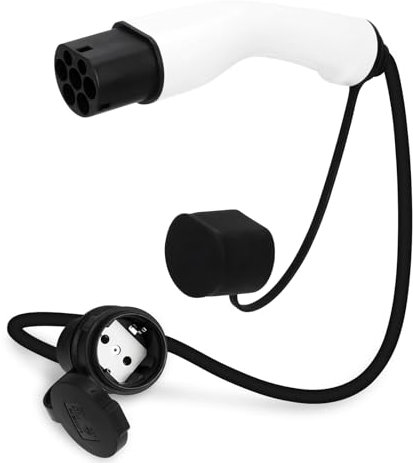 VOBOR Adaptador Tipo 2 a Schuko 16A, 3.5KW Cargador Coche Electrico IEC 62196 Tipo 2 para EV, Bicicletas Eléctricas, Scooters Eléctricos y Motos, No para V2L