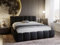 GRAINGOLD Cloud Bett 200x200, Polsterbett mit Bettkasten, Polsterbett mit Stauraum, Samt, mit Lattenrost, mit Kopfteil, ohne Matratze (Dunkelgrau, 200x200)