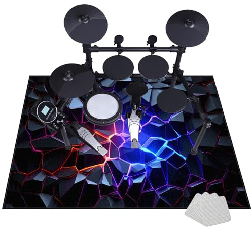 JaevKwzy Non-Slip Drum Carpet Rugs | Drum Rug Drum Mat, Professional Percussion E-Drum Rug | Drums Set Rug | Soundproof Drum Blanket | Jazz Drum Bass Drum Snare Musical Instrument Mat 100 x 80 cm