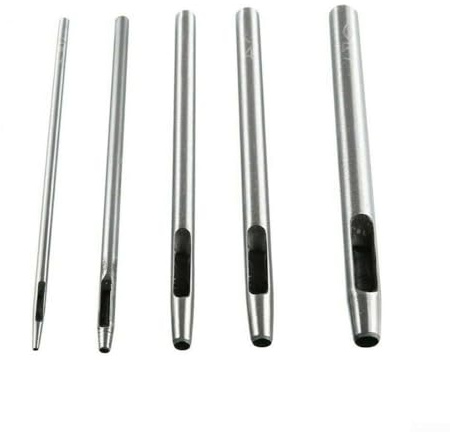 Lot de 5 poinçons creux pour travaux manuels en cuir - Outil de perforation rond en acier de 1 à 5 mm pour joints, plastique, caoutchouc, vinyle, toile, sangle, vestes