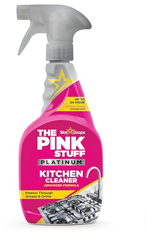 The Pink Stuff Platinum Kitchen Cleaner Spray 750ml - Powerful Grease & Grime Remover with AromaGuard 24hr Freshness - Multi-Surface Kitchen Cleaning Spray for Hobs Worktops Sinks & Appliances