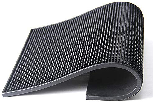 BarBits Large Black Rubber Bar Mat 18 x 12 - Glass Drip Tray, Service Pub Mat, Bar Runner Rail, Glassware Drinks Mat, Barber Mat