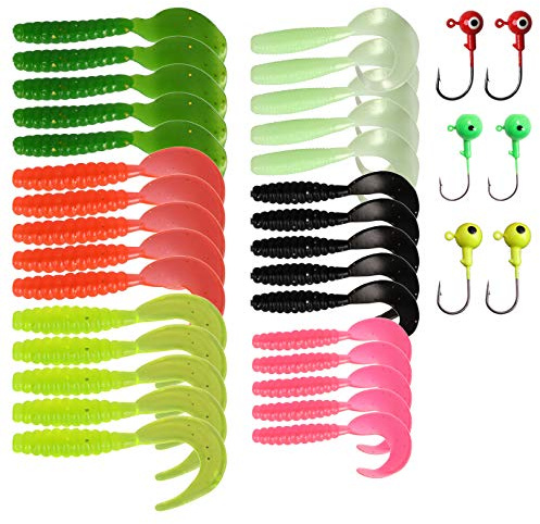 Kit di Esche Artificiali di Pesca 29 Esche Morbide + 9 Teste Piombate
