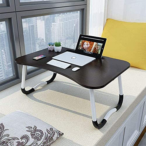 Adjustable Laptop Bed Table Lap Standing Desk for Bed and Sofa Breakfast Bed Tray Laptop Lap Desk Folding Breakfast Serving Coffee Tray Notebook Stand Reading Holder for Couch Floor Kids(60 x 40 cm)