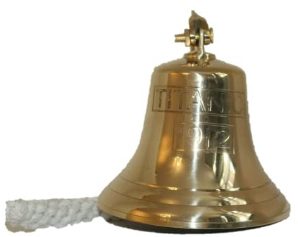 Victorian Crafts 8'' Brass Titanic Last Order Bell~ Ships Bells ~ Wall Hanging Bell Pub ~ School ~ Diner