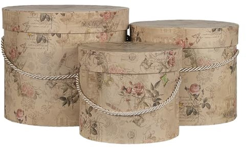 Clayre & Eef 65012 Hutschachtel 3er Set Beige Ø 23x20 cm