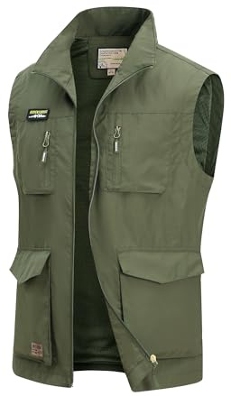 MeiLayM Chaleco de pesca de Trabajo con múltiples bolsillos Aire Libre Respirable Chaleco chaqueta sin mangas para Deportes Chalecos Casual Cámping Fotografía Viajes Secado Rápido Chaleco