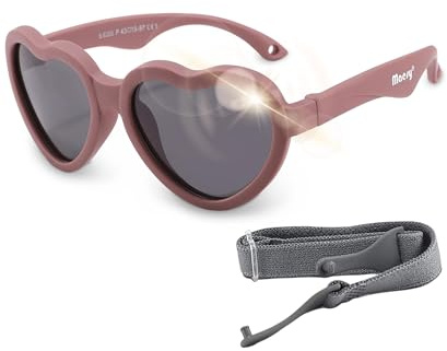 Maesy Lunettes de Soleil Bébé 0-2 Ans - Verres Polarisés UV400 Catégorie 3 - Monture Flexible avec Bandeau Ajustable - Forme Cœur, Confortables et Sécurisées - Maes, Violet