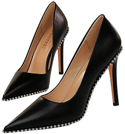 Classico Sexy Tacco A Spillo A Punta Décolleté Donna con Decorazioni Chiuse Davanti Scarpa 7.5/10.5CM da Matrimonio Ufficio Pumps (Cachi 10.5CM,38)