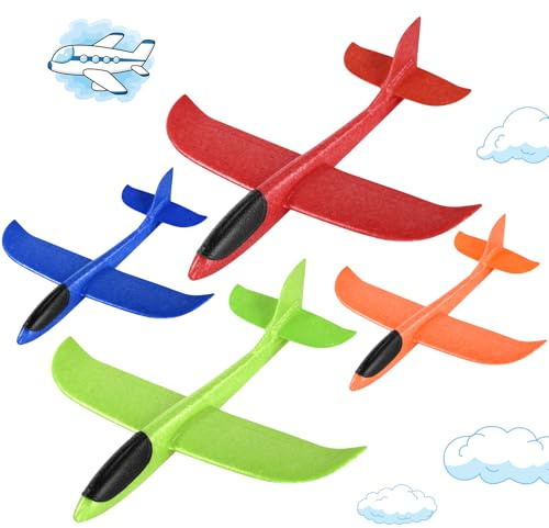 Hoiloie 4 aviones de poliestireno de 44 cm, XXL, con 2 modos de vuelo, para niños, niñas, a partir de 3-10 años