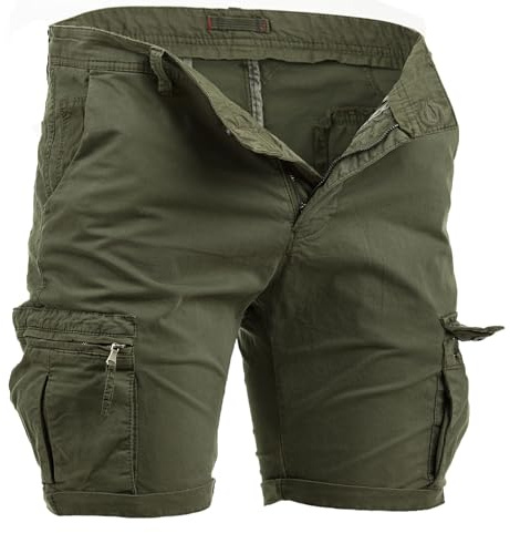 Instinct Bermuda Uomo Cargo Pantaloncini con Tasche Laterali Shorts Pantaloni Corti Slim Fit Multi-Tasche in Cotone Tasconati 44, Army K-830