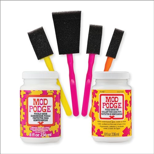 Mod Podge, Puzzle Saver Kit, Includes 4 Foam Brushes, Perfect for DIY Arts and Crafts Projects, Assorted