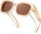 KANASTAL Surlunettes de Soleil Polarisées Femme et Homme Sur Lunettes de Soleil Carrée Protection UV400 Lunettes Marron Monture Transparente en Champagne