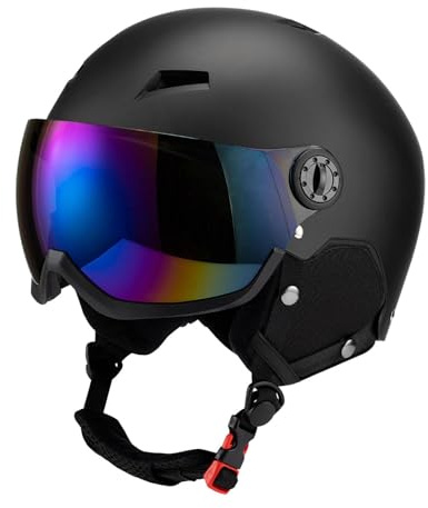 Harilla Casque de Skateboard, Casque de Snowboard avec Lunettes de Ski, Casque de Ski, Casque de Neige pour Sports d'hiver, Hommes et Femmes, Black M