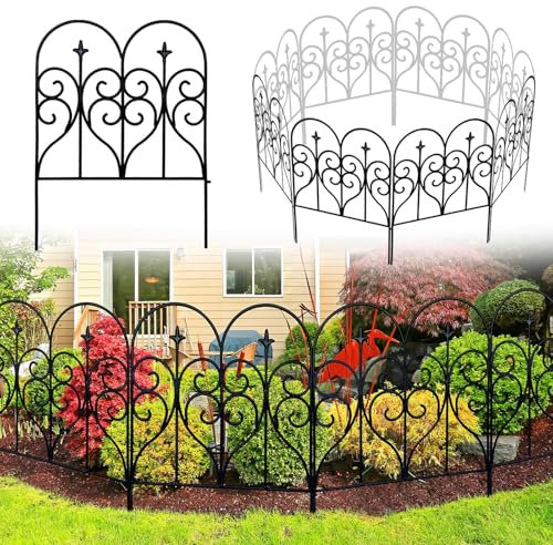 Thealyn Bordure de clôture de Jardin décorative en métal 81 cm x 6 m - Panneaux de clôture en Fer forgé antirouille pour parterres de Fleurs, Arbres, barrière d'animaux