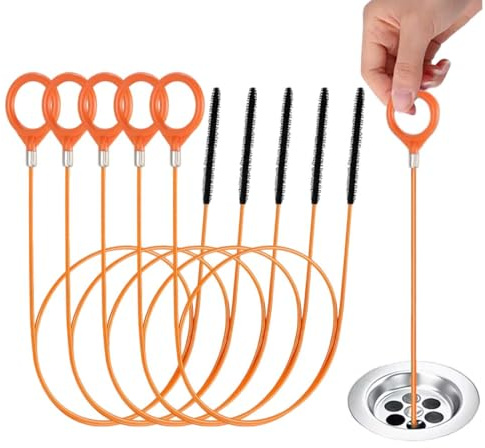 Pulisci scarichi a spirale sturalavandini e sturalavandini 5 pezzi spazzola per la pulizia degli scarichi da 81cm acciaio resistente alla rottura per cucina e bagno stura tubi di scarico