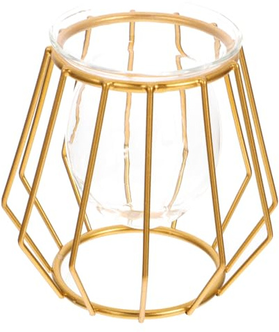 SMASOLO Florero Hidropónico Geométrico Dorado para Escritorio Maceta Decorativa para Plantas Hidroponía Jarrón Práctico para Salón y Centro de Mesa Elegante