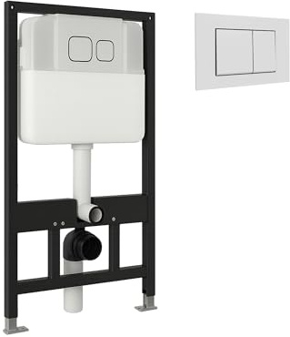 BAIKAL Bastidor para Inodoro Suspendido. Cisterna con Pulsador Blanco. Estructura Empotrada compatible con WC Suspendido con Cisterna Oculta 3/8L. Con sistema de descarga eficiente y silenciosa.