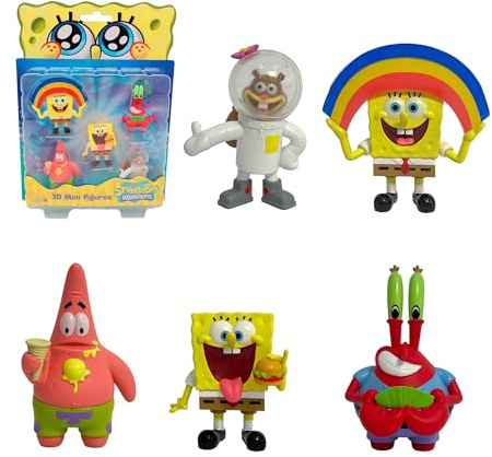 Bizak Bob Esponja Pack 5 Figuras Blister, muñecos coleccionables de 5 cm, Surtidos exclusivos con Personajes icónicos, Juguete para coleccionar (64393002-3)