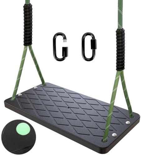 Dakzhou Altalena da giardino, per interni ed esterni, per bambini, tavola in plastica antiscivolo, sedile a dondolo con corda regolabile (1,2-1,8 m), capacità di carico di 270 kg, per