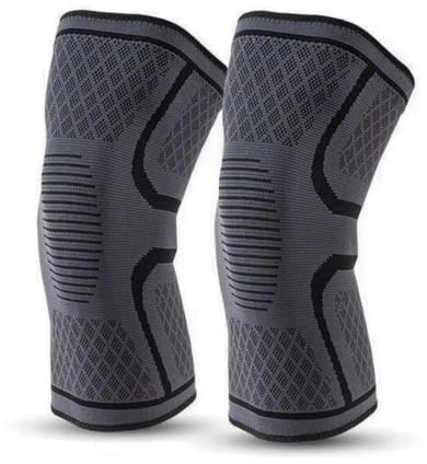 Pack of 2 Premium Knee Supports for Running, Compression Sleeve for Pain Relief, Patella Stability, Injury Prevention, Lightweight, Breathable (Black, XXL - 57 to 62cm)