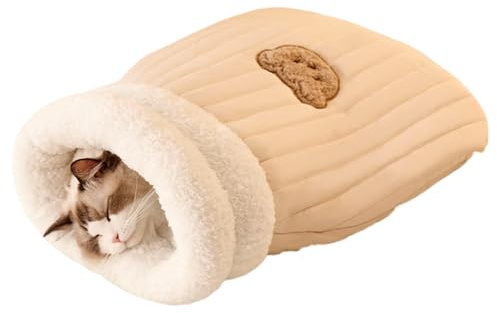 Sleeping Bag for Cats – Cuddly Plush Cat Bed Cave Ultra Soft and Comfortable Pet Bed, Cute Easy Access Sleeping Bag for Small Dogs | Place