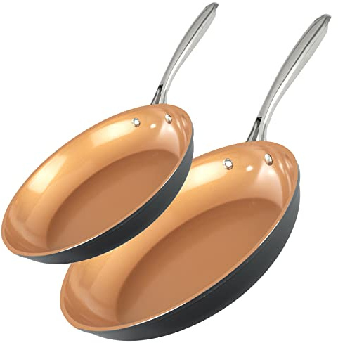 Gotham Steel Hard Anodized Pots and Pans Premium Cookware Set with Ultimate Nonstick Ceramic & Titanium Coating, Oven and Dishwasher Safe, Copper