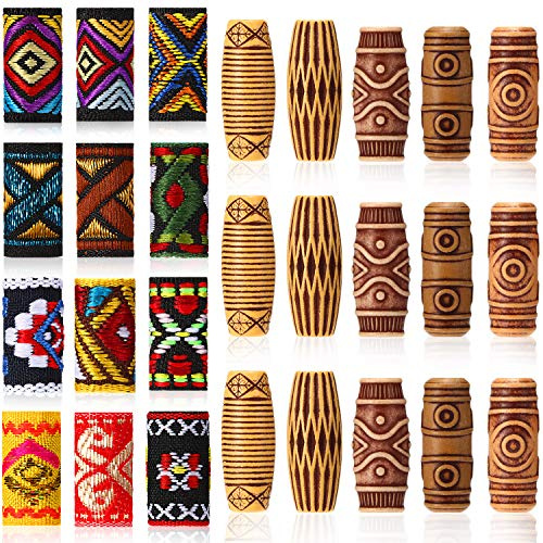 WILLBOND 27 perline per dreadlock in tessuto di legno, perline per capelli, trecce, gioielli per capelli, barba, ornamento per donne, uomini, collane, bracciali, orecchini, accessori fai da te