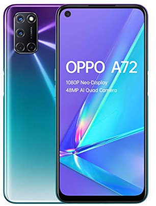 OPPO A72 - 4GB + 128GB Qualcomm® Snapdragon™ 665 mobile platform 6.5 inch 5000 mAh Dual-Sim 48MP Camera Sim Free Android 10 Smartphone- Aurora Purple (Renewed)
