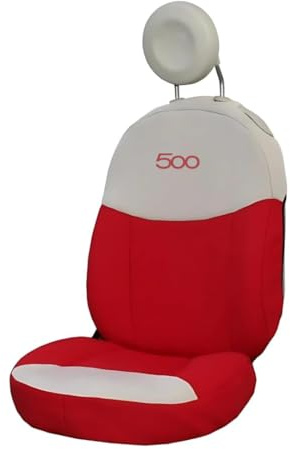 Italfodere - Coppia Coprisedili Anteriori Compatibili con Fiat 500 dal 2007 in Poi - Rosso/Panna - Cotone Accoppiato - Fatti a Mano - Eleganti e Resistenti - Accessori Auto Interno - Made in Italy