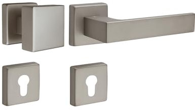 Gedotec PUSH 1317 - Maniglia per porta in alluminio, per porta della camera, in nichel e nichel, cilindro profilato, maniglia per porta in stile vintage, 1 set di pomelli con materiale di fissaggio