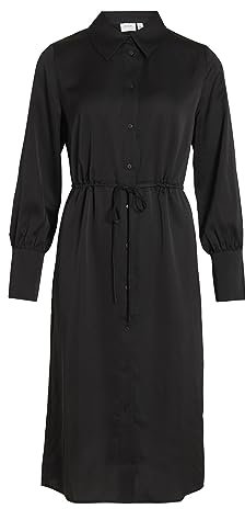 Vila Viellette L/S Camisa Dress-Noos Blusa para Mujer, Negro, 42
