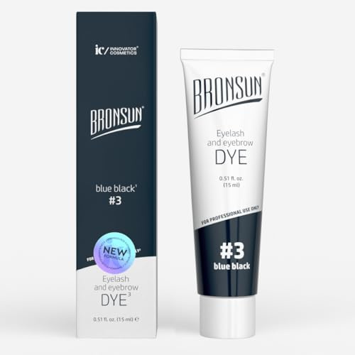 Tinte para pestañas y cejas BRONSUN® | Gel Teñido Extra Resistente | Larga Duración | Altamente Pigmentada | Fórmula Sin Amoniaco (#3 Blue-Black)