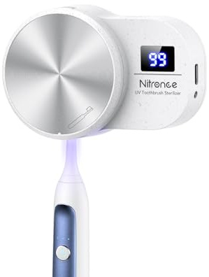 NITRONCE UV-C Esterilizador Cepillo de Dientes, Porta/Estuche para Viaje (eléctrico), Soporte de Pared, Cumpleaños, Blanco