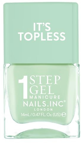 Nails Inc It's Topless Gel-Like Nail Polish, 4-in-1 Base Coat, Treatment, Colour & Top Coat, Long Lasting, Strong, Chip Free Nails, Glossy Salon Quality Manicure, Air Dry Nail Polish, Camilla, 14 ML