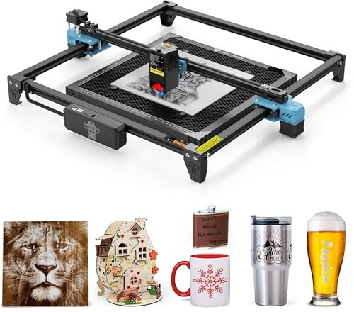 Twotree TTS-20 Pro 20 W lasergravyrmaskin med bikakeplattor-luftpump-set för tillverkning av 3D-träpussel, 20 W laserskärmaskin, lasereffekt, fixfokusmaskin, 418 mm x 418 mm, gravyrområde