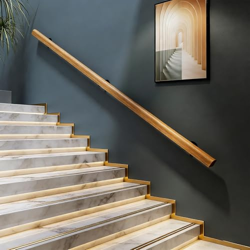 Pasamanos De Escalera De Madera De 50-600 Cm, Apoyabrazos De Seguridad Para Personas Mayores Montados En La Pared, Parapeto Para Pasillos, Barandillas Para Terrazas De Lofts (C, 100cm)