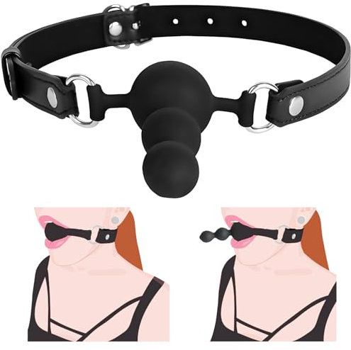 Realistic Silicone Dildo Gag for Sex Games, Open Mouth Sex Penis Gag Muzzles, Silicone Sex Toys Restraint Bondage Ball Gags for SM Games