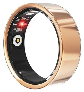 LONGLU Smart Ring for Men Women, Fitness Tracker Ring with Heart Rate/Blood Pressure/Blood Oxygen/Sleep/Sport/ IP68 Waterproof, Health Tracker for iPhone & Android (Gold, 8)
