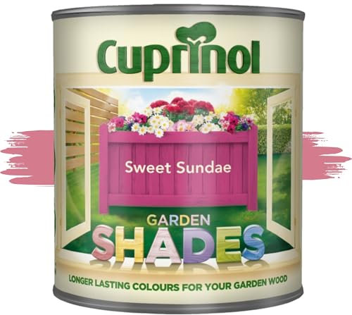 AOC24 Garden Fence Shade Paint - Exterior Wood Paint for Sheds, Fences - Water-Based, Quick Drying 1 Hour - Use on Wood, Terracotta, Stone, Brick - Outdoor Garden (Sweet Sundae, 1 Liter)