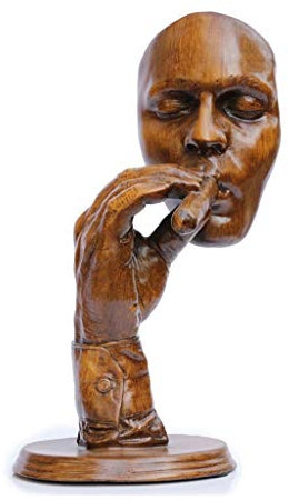 Msuiiixcccc Retro Meditators Abstract Sculpture Man Smoking Creative Face Statue Character Resin Figurine Artwork Home Decorations (Color : Height 37cm)