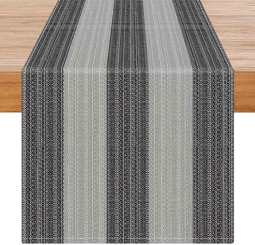 Avalune Camino de Mesa Negro Gris Rayas Moderno Rústico Lavable Otoño Rústico Rectangular Decoración de Mesa para Interior Exterior Fiesta Decoración de Jardín Comedor 40x180 cm